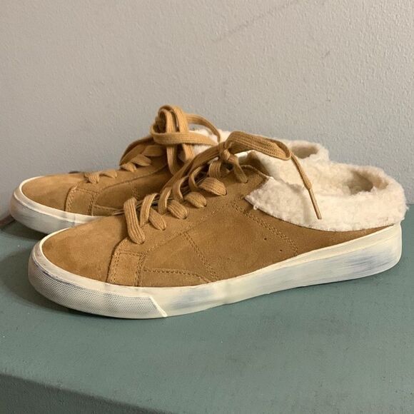 Marc Fisher Miranda Mule Sneakers. Neutral slip on faux‎ fur distressed - Picture 1 of 8